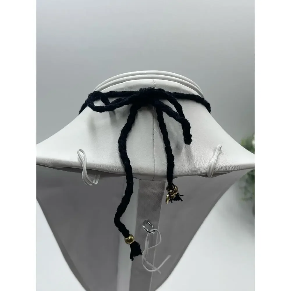 J. Crew Crystal Clear Milky White Gems Black Fringe‎ Adjustable Tie Necklace